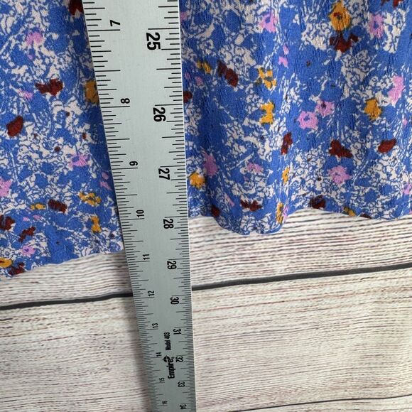 Melrose and Market Floral V-Neck Tie Front Blouse Women's 2X Blue NEW - Picture 10 of 10